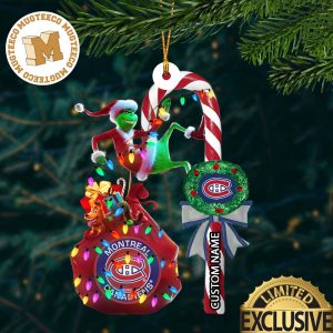 Montreal Canadiens NHL Grinch Candy Cane Personalized Xmas Gifts Christmas Tree Decorations Ornament