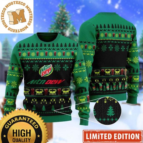 Mountain Dew Energy Drink Logo Christmas Scenes Knitting Pattern Holiday Ugly Sweater