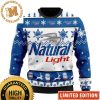 Natural Light Beer Logo Reindeer Snowy Blue Holiday Ugly Sweater