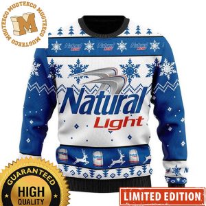 Natural Light Beer Big Logo Snowflakes Chevron Knitting Pattern Christmas Ugly Sweater