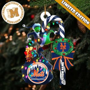 New York Mets MLB Grinch Candy Cane Personalized Xmas Gifts Christmas Tree Decorations Ornament