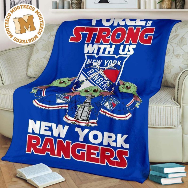 New York Rangers Baby Yoda Fleece Blanket The Force Strong - Mugteeco