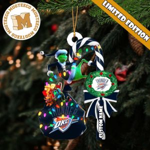 Oklahoma City Thunder NBA Grinch Candy Cane Personalized Xmas Gifts Christmas Tree Decorations Ornament
