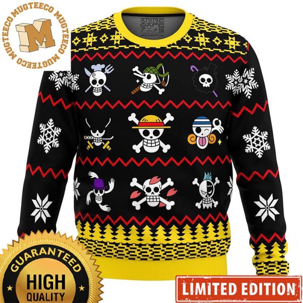 One Piece Flags Pirates Signature Knitted Christmas Ugly Sweater
