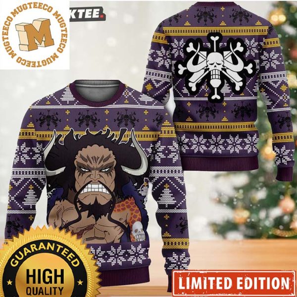 One Piece Kaido Big Head Funny Knitting Purple Christmas Ugly Sweater