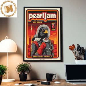 Pearl Jam With Inhaler Eagles Astronaut Hockey Chicago Event At United Center Sept 5 2023 Decor Poster Canvas