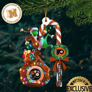 Philadelphia Flyers NHL Grinch Candy Cane Personalized Xmas Gifts Christmas Tree Decorations Ornament