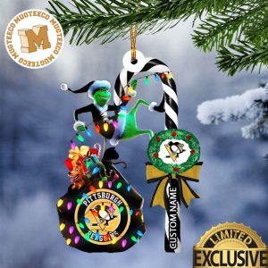 Pittsburgh Penguins NHL Grinch Candy Cane Personalized Xmas Gifts Christmas Tree Decorations Ornament