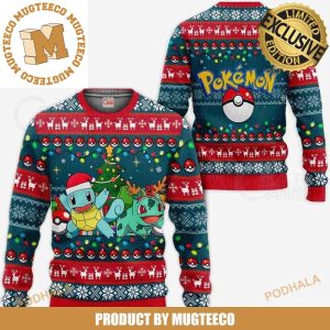 Pokemon Bulbasaur And Squirtle Funny Christmas Night Funny Ugly Christmas Xmas Sweater