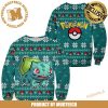 Pokemon Bulbasaur Santa Knitting Green Pokeball Pattern Anime Christmas Ugly Sweater