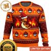 Pokemon Charizard Santa Christmas Wreath Wih Pokeball Snowflakes Knitted Ugly Christmas Sweater