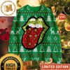 Rolling Stones Gift Tongue Red And Green Stripes Ugly Christmas Sweater