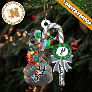 San Antonio Spurs NBA Grinch Candy Cane Personalized Xmas Gifts Christmas Tree Decorations Ornament