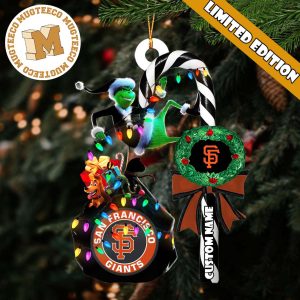 San Francisco Giants MLB Grinch Candy Cane Personalized Xmas Gifts Christmas Tree Decorations Ornament
