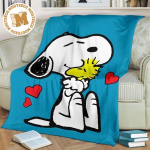 Snoopy and Woodstock Blue Fleece Blanket Gift For Fan