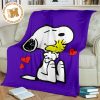 Snoopy and Woodstock Blue Fleece Blanket Gift For Fan