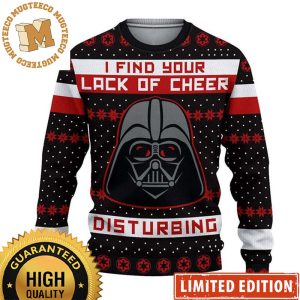 Star Wars Darth Vader I Find You Lack Of Cheer Disturbing Snowflakes Pattern Black And Red Holiday Ugly Sweater