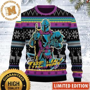 Star Wars Mandalorian And Grogu Baby Yoda Retro Style This Is The Way Christmas Ugly Sweater 2023