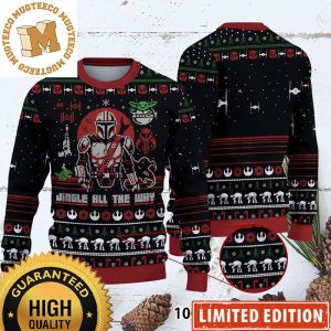 Star Wars Mandalorian Din Djarin And Baby Yoda Grogu Jingle All The Way Funny Christmas Ugly Sweater
