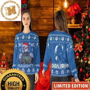 Star Wars Mandalorian The Dadalorian Naughty Din Djarin And Grogu Funny Christmas Ugly Sweater
