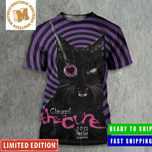 The Cure Tonight In Chicago Riot Fest Dougass Park On Sep 17 2023 Black Cat All Over Print Shirt