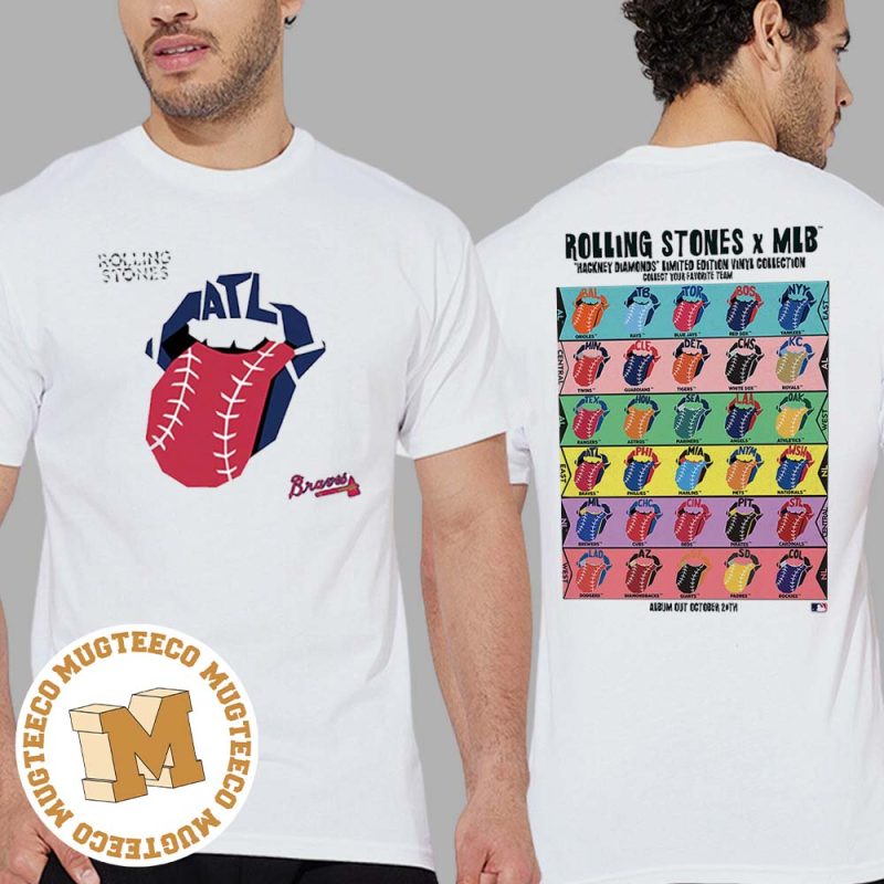The Rolling Stones x Atlanta Braves Vinyl MLB Hackney Diamonds Limited  Edition Unisex T-Shirt - Mugteeco