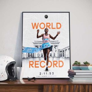 Tigst Assefa obliterates women’s marathon world record in Berlin 2023 poster canvas