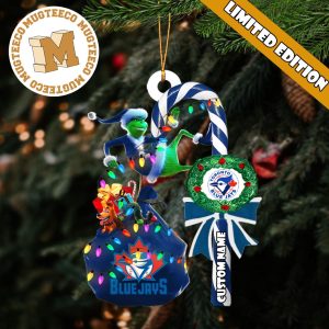 Toronto Blue Jays MLB Grinch Candy Cane Personalized Xmas Gifts Christmas Tree Decorations Ornament