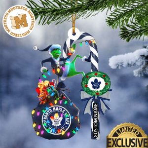 Toronto Maple Leafs NHL Grinch Candy Cane Personalized Xmas Gifts Christmas Tree Decorations Ornament