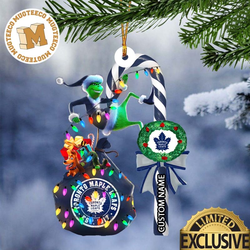 Toronto Maple Leafs NHL Grinch Candy Cane Personalized Xmas Gifts Christmas Tree Decorations