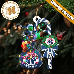 Washington Wizards NBA Grinch Candy Cane Personalized Xmas Gifts Christmas Tree Decorations Ornament