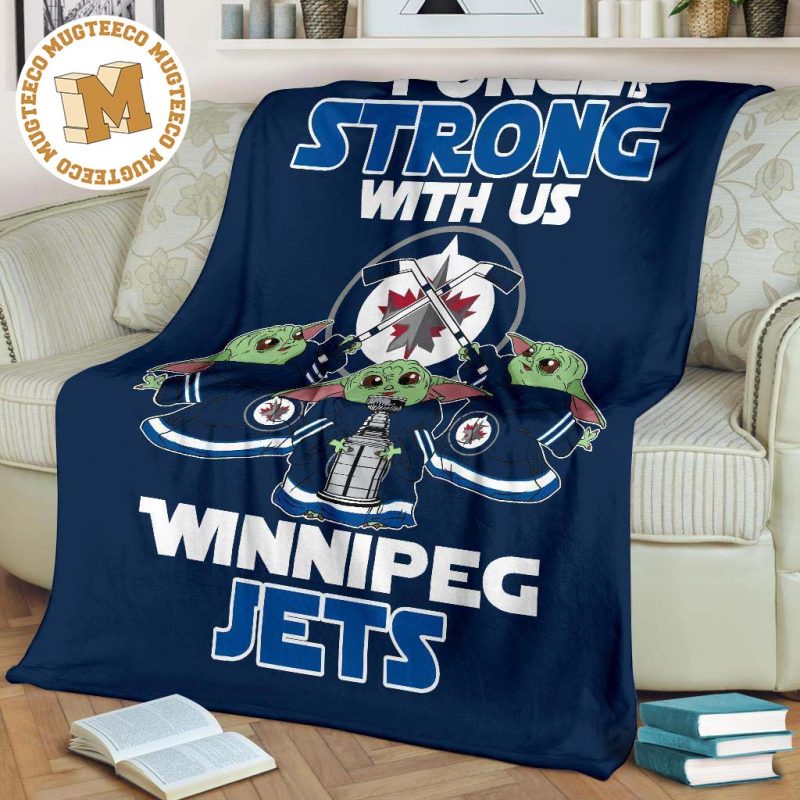 Winnipeg Jets Baby Yoda Fleece Blanket The Force Is Strong - Mugteeco