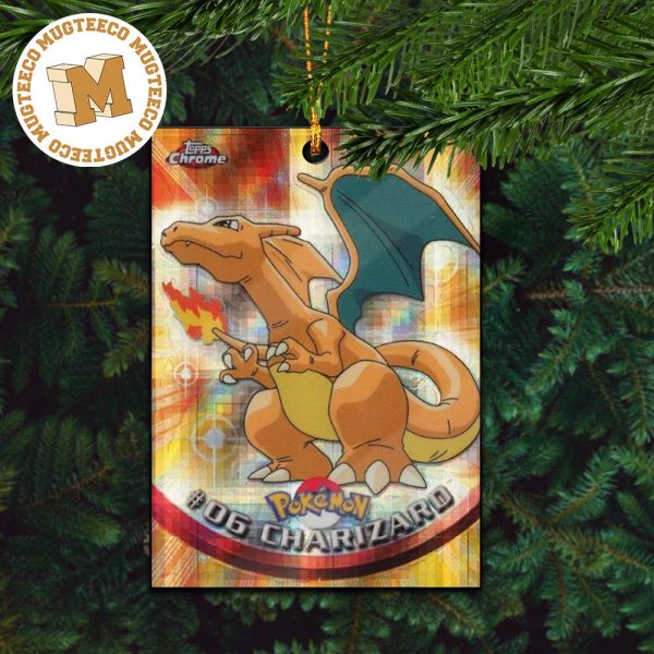 2000 Pokemon Topps Chrome Series 1 Tekno Charizard Rare Card Personalized Name Christmas Ornament
