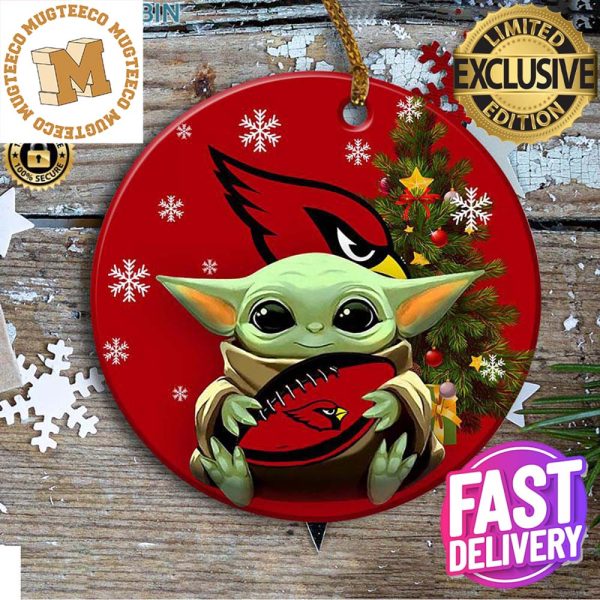 Arizona Cardinals Baby Yoda NFL Gifts For Fan Ceramic Christmas Tree Decorations Ornament