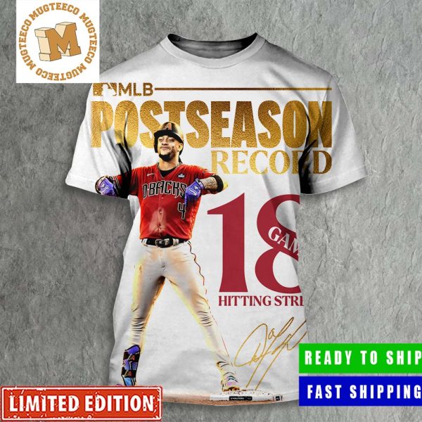 Arizona Diamondbacks Ketel Marte MLB Postseason Record 18 Game Hitting Streak All Over Print Shirt