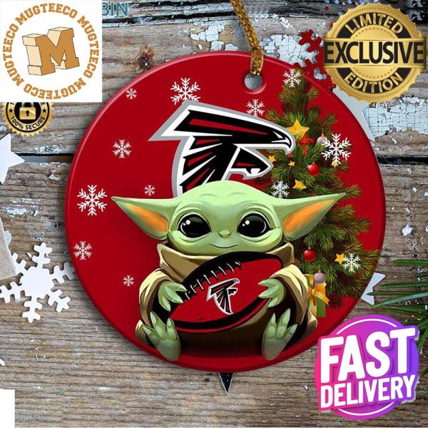 Atlanta Falcons Baby Yoda NFL Christmas Tree Decorations Ceramic Ornament