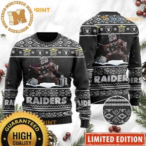 Baby Yoda Boba Fett The Mandalorian Las Vegas Raiders NFL Ugly Christmas Sweater Gift For Raiders Fan