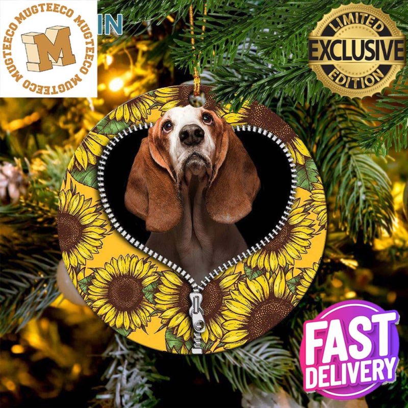 Basset Hound Sunflower Zipper Dog Lovers Christmas Tree Decorations ...