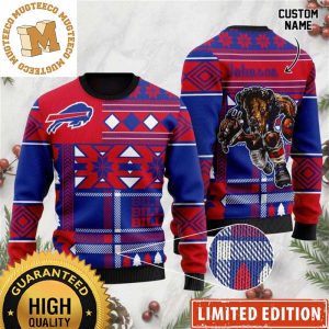 Buffalo Bills Custom Name Mascot Ugly Christmas Sweater 2023