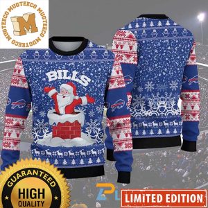 Buffalo Bills Funny Santa Claus In The Chimney 2023 Ugly Christmas Sweater