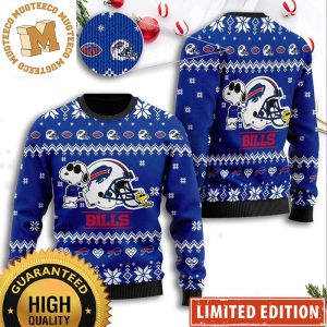 Buffalo Bills Helmet Snoopy Funny Knitting Blue Ugly Christmas Sweater