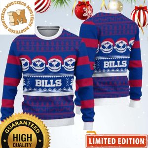 Buffalo Bills Jack Skellington Nighmare Before Christmas Face Pattern Ugly Christmas Sweater