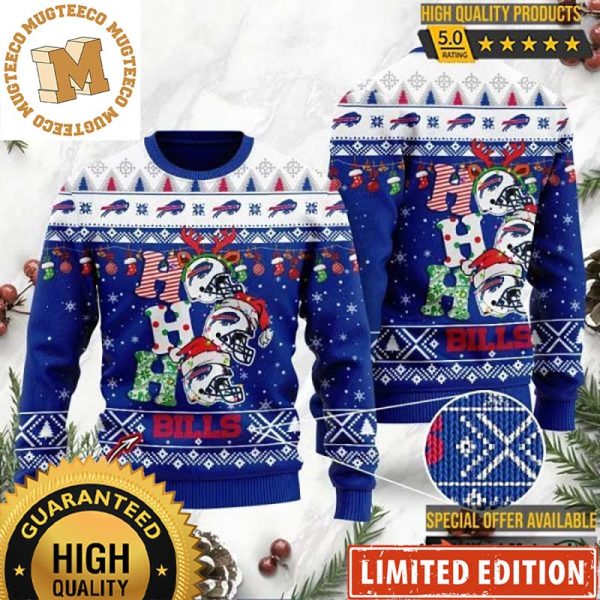 Buffalo Bills NFL Hohoho Personalized Custom Name Christmas Ugly Sweater