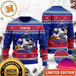 Buffalo Bills Personalized Custom Name Disney Donald Duck Mickey Mouse Holiday Gifts Christmas Ugly Sweater