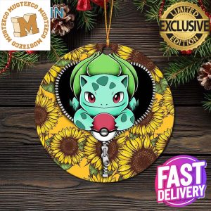 Bulbasaur Pokemon Sunflower Zipper Xmas Gifts For Fan Christmas Decorations Ornament