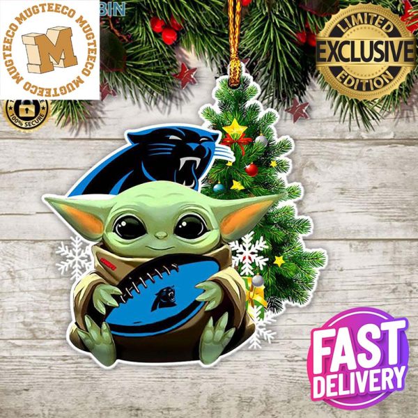 Carolina Panthers Baby Yoda NFL Christmas Tree Decorations Ornament