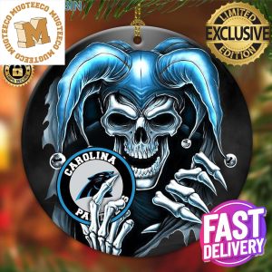 Carolina Panthers NFL Skull Joker Christmas Decorations Ornament