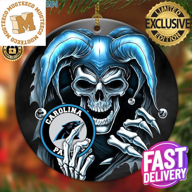 Carolina Panthers NFL Let's Go Skull Christmas Ornament Custom Name For Fans