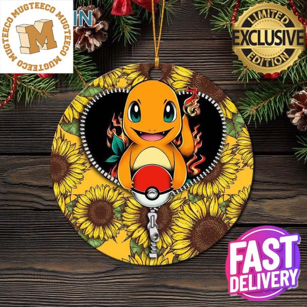 Charmander Pokemon Sunflower Zipper Xmas Gifts Christmas Decorations Ornament