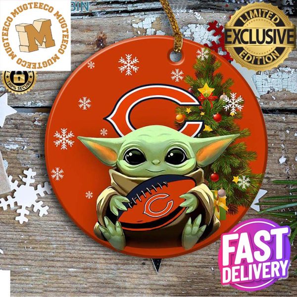 Chicago Bears Baby Yoda NFL Ceramic Christmas Tree Decorations Ornament
